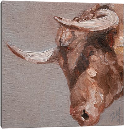 Cuernos Colorados I Canvas Art Print - Bull Art