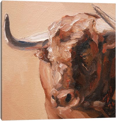Cuernos Colorados V Canvas Art Print - Bull Art