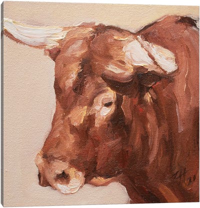 Cuernos Colorados X Canvas Art Print - Bull Art