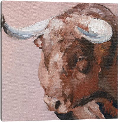Cuernos Colorados II Canvas Art Print - Bull Art