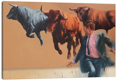 Chasing the Market   Canvas Art Print - Bull Art