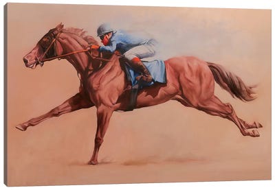Primary Blue Canvas Art Print - Horse Racing Art