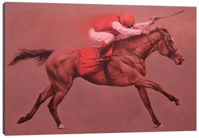 Primary Red Canvas Art Print - Horse Racing Art