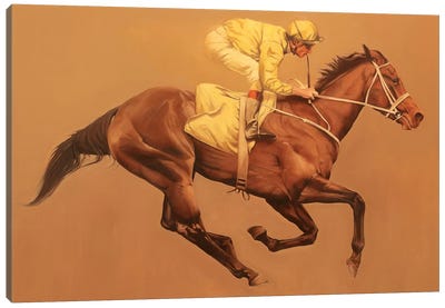 Primary Yellow Canvas Art Print - Horse Racing Art