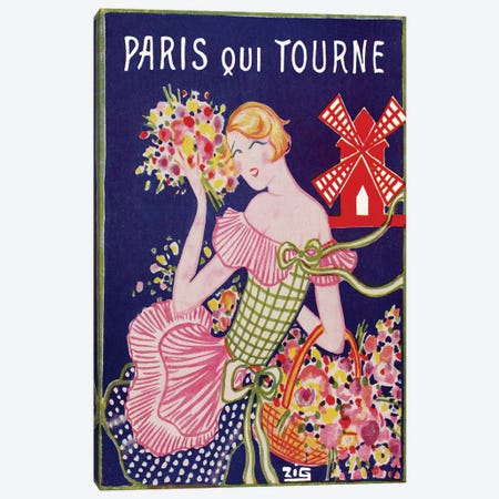 Moulin Rouge Advertisement: Paris Qui Tourne, 1929 Canvas Print #ZIG1} by ZIG Canvas Artwork