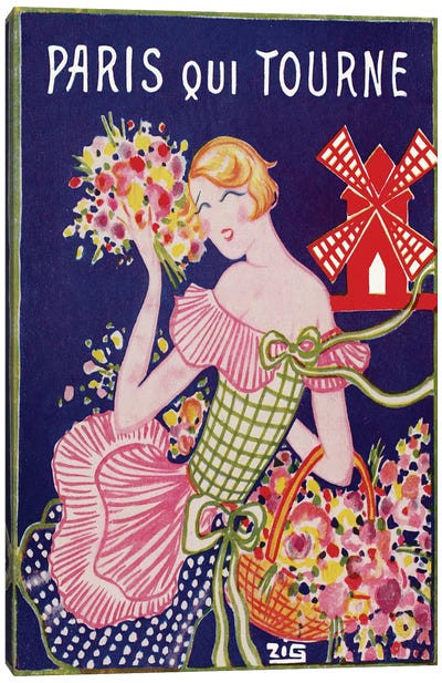 Moulin Rouge Advertisement: Paris Qui Tourne, 1929 Canvas Art Print - Fashion Lover