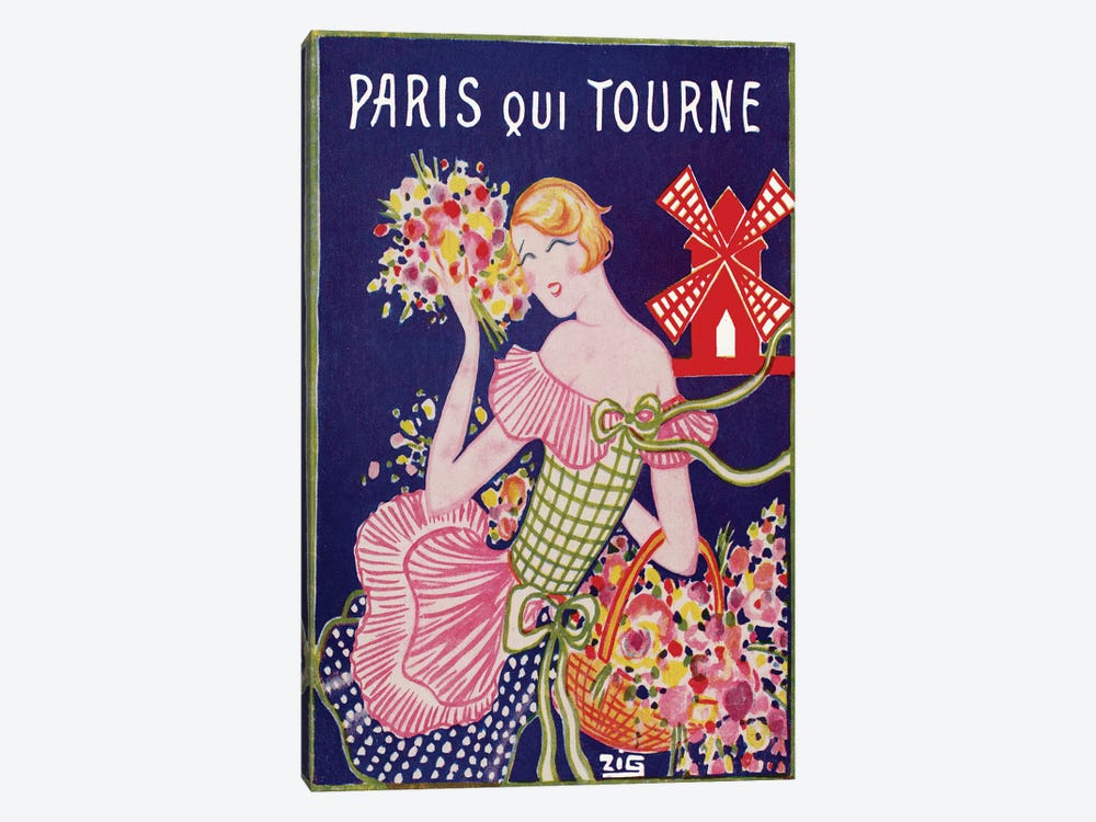 Moulin Rouge Advertisement: Paris Qui Tourne, 1929 by ZIG 1-piece Canvas Art