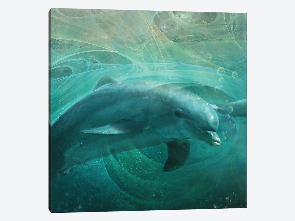 Detail Of Left Side, Dolphin Drifters by Steve Hunziker 1-piece Canvas Artwork