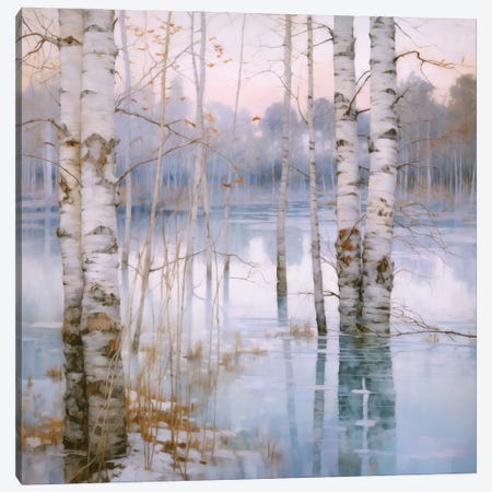 Wintry Birchwood Canvas Print #ZIK139} by Steve Hunziker Canvas Art
