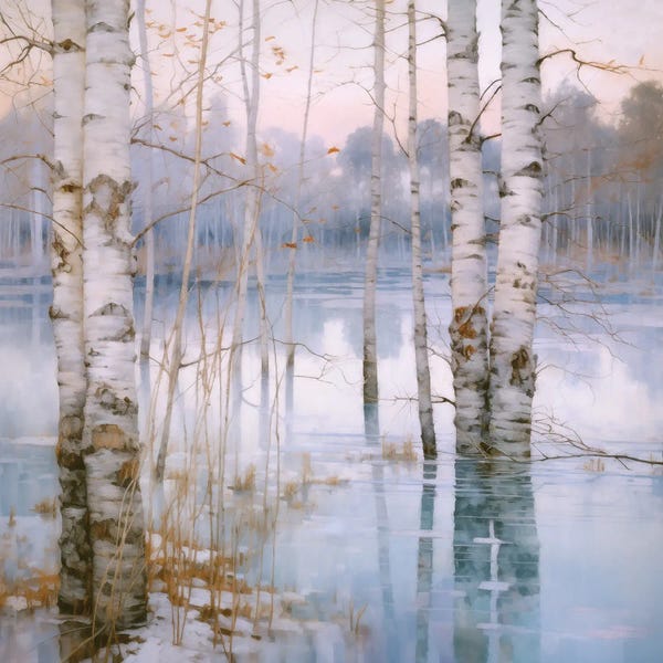 Steve Hunziker: Wintry Birchwood by Steve Hunziker