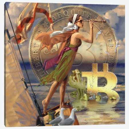 Bitcoindeco X Canvas Print #ZIK29} by Steve Hunziker Art Print