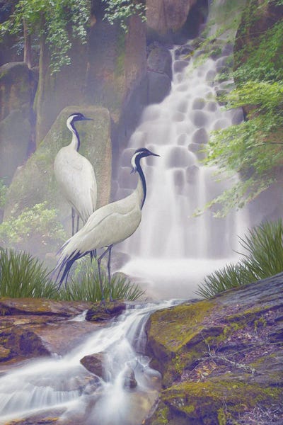 Mistic Crane Falls by Steve Hunziker metal wall art