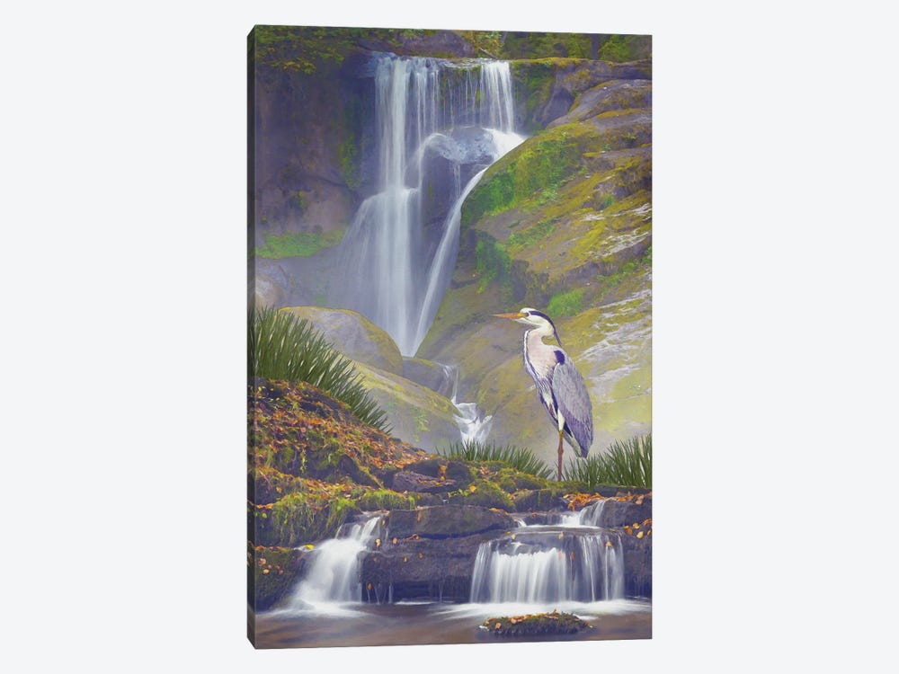 Mistic Heron Falls by Steve Hunziker 1-piece Canvas Art