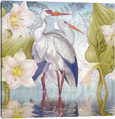 Water Walkers III Canvas Art Print - Great Blue Heron Art