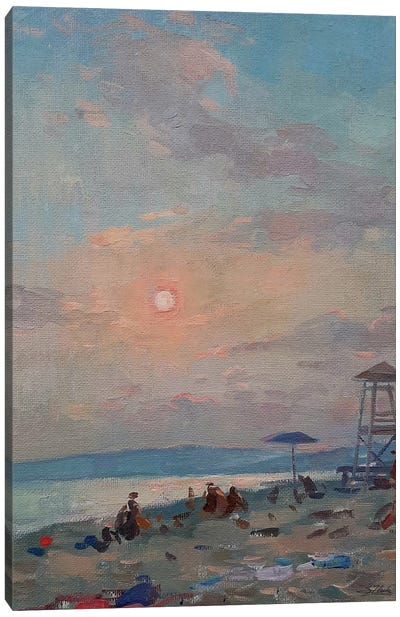 Sunset Over Lifeguards Tower Canvas Art Print - Serguei Zlenko