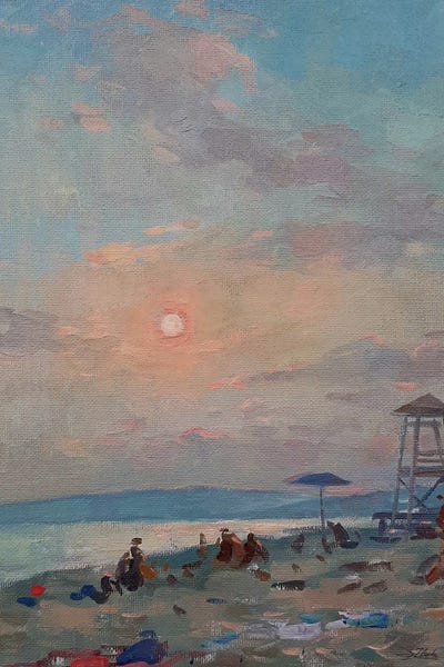 Serguei Zlenko: Sunset Over Lifeguards Tower by Serguei Zlenko