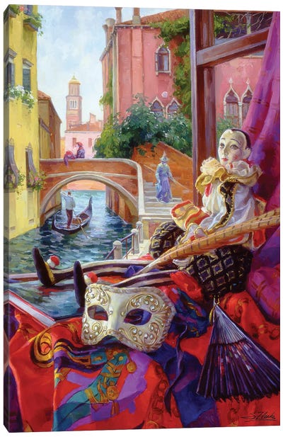 Venecian Window Canvas Art Print - Canoes