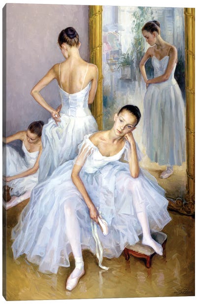 Dancers In Front Of The Window Canvas Art Print - Serguei Zlenko
