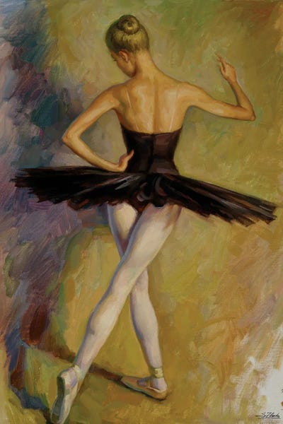 Serguei Zlenko: Black Tutu On Yellow Background by Serguei Zlenko