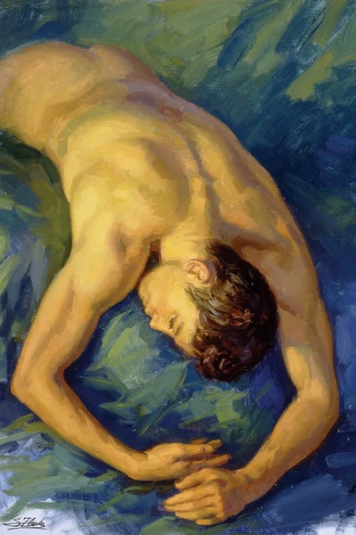 Serguei Zlenko: Model On Green Background by Serguei Zlenko