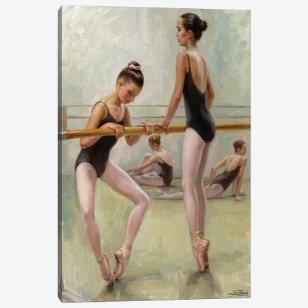 The Dancers Practicing At The Barre Canvas Print #ZLN47} by Serguei Zlenko Canvas Print