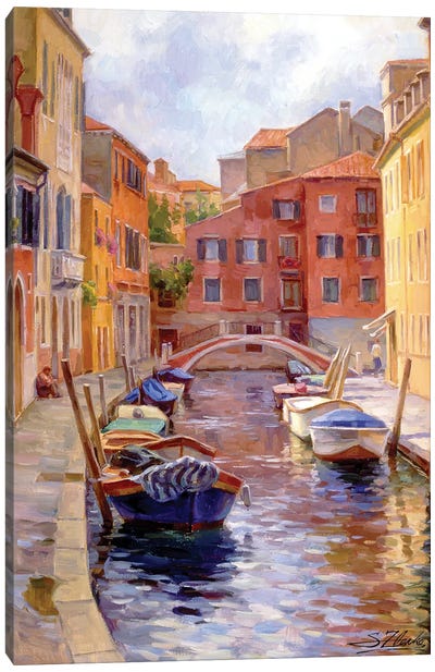 Venice, Dosoduro Early Morning Canvas Art Print - Canoe Art