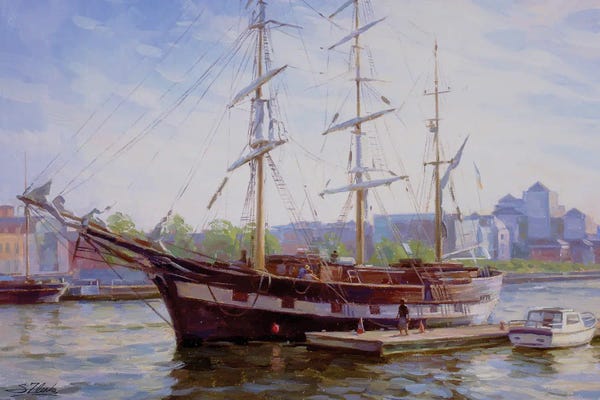 Serguei Zlenko: The Jeanie Jonston At Dublin Port by Serguei Zlenko