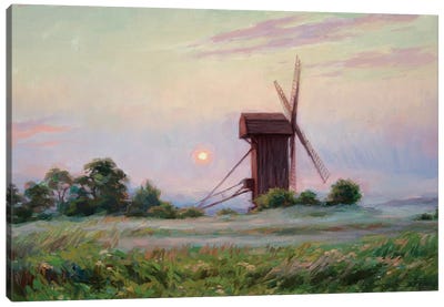 Early Morning Canvas Art Print - Watermill & Windmill Art