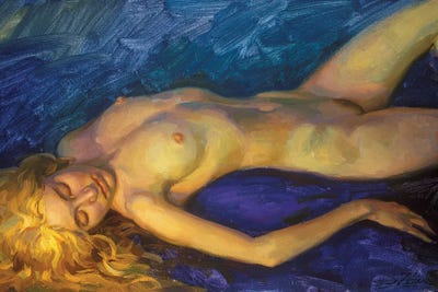 Model With Golden Hair by Serguei Zlenko framed wall art