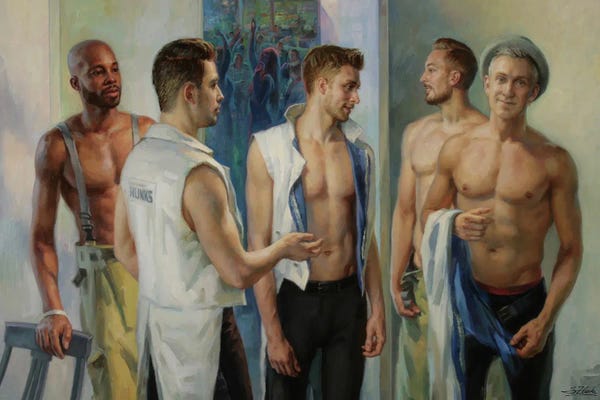 Contemporary Fine Art: Back Stage Scandinavian Hunks by Serguei Zlenko