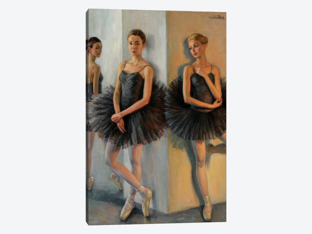 Ballerinas In Black Tutu by Serguei Zlenko 1-piece Canvas Print