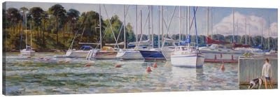 Saling Boats At The Harbour Canvas Art Print - Serguei Zlenko