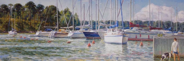 Serguei Zlenko: Saling Boats At The Harbour by Serguei Zlenko