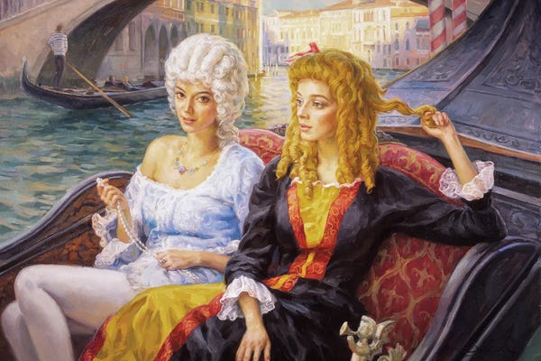 Serguei Zlenko: Scene In Gondola Venice by Serguei Zlenko