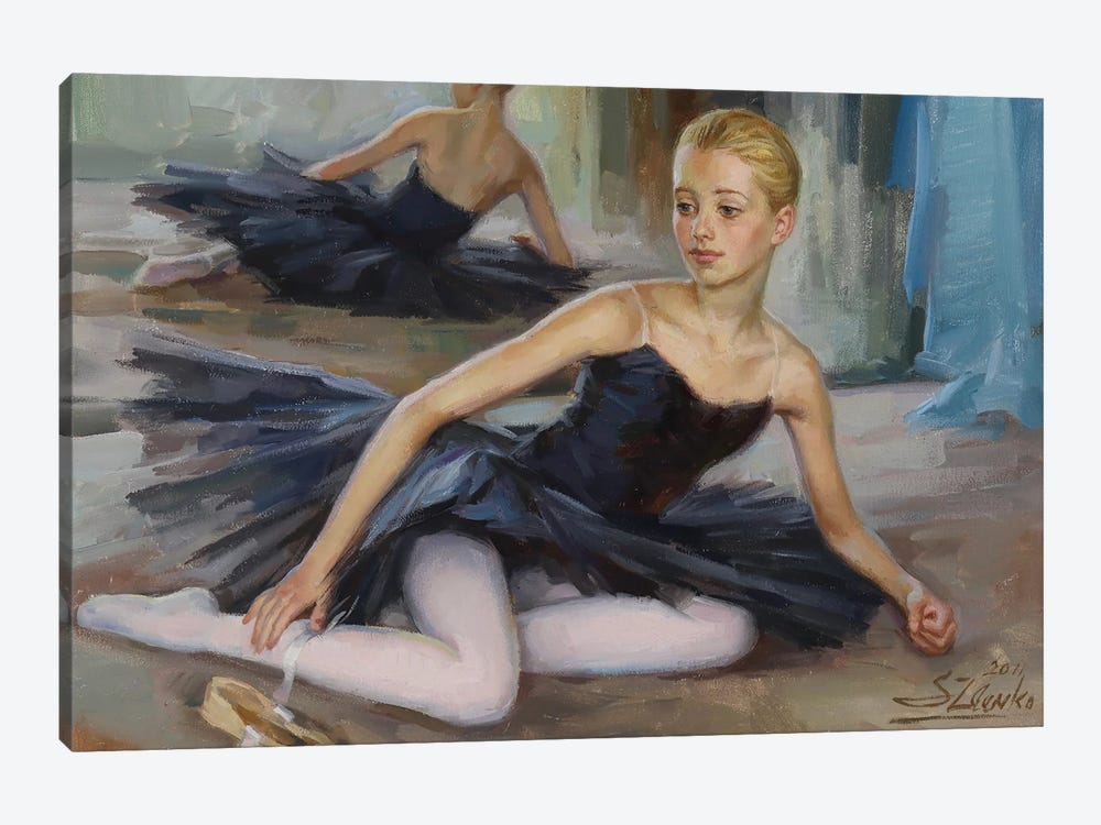 Young Ballerina In Black Tutu by Serguei Zlenko 1-piece Canvas Wall Art