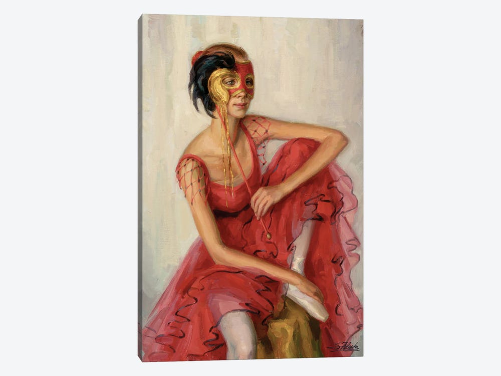 Young Dancer With Red Mask by Serguei Zlenko 1-piece Art Print