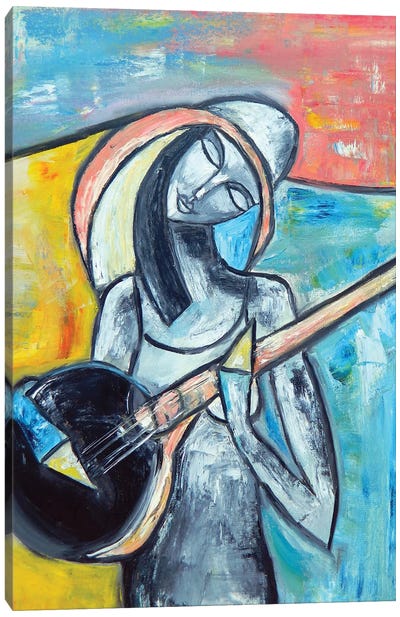 Woman With Mandoline Canvas Art Print - Zulu Art