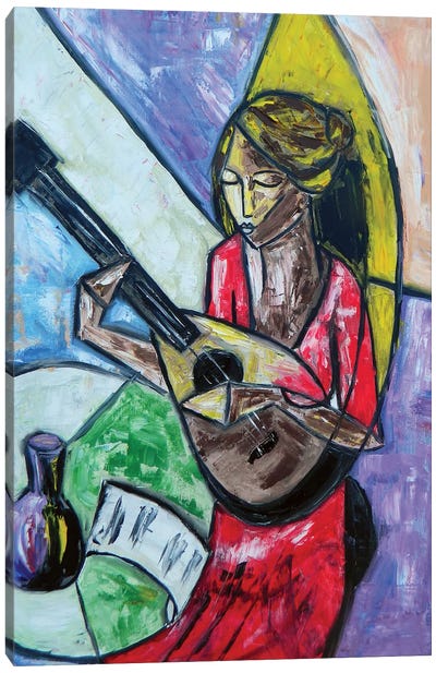 Lady With Mandolin Canvas Art Print - Zulu Art