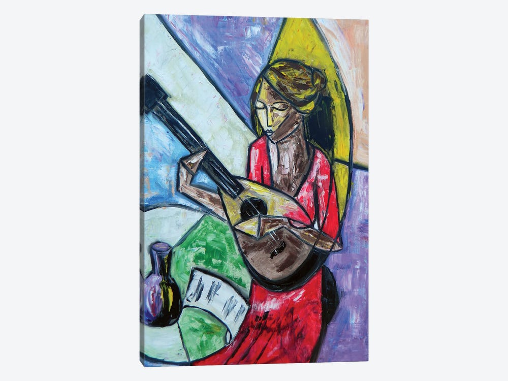 Lady With Mandolin by Zulu Art 1-piece Canvas Art