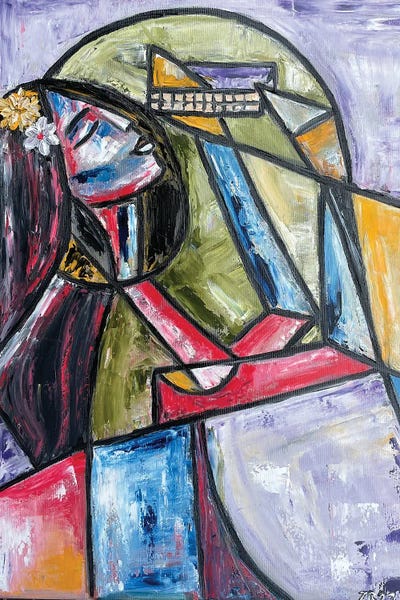 Cubism: Lady With The Harmonica II by Zulu Art