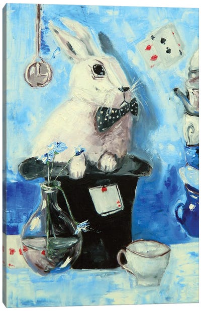 Wonderland Canvas Art Print - White Rabbit