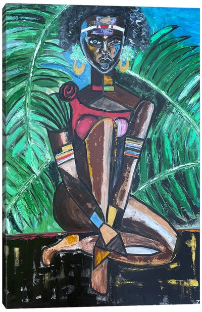 Tribe Woman Canvas Art Print - Cubism Art