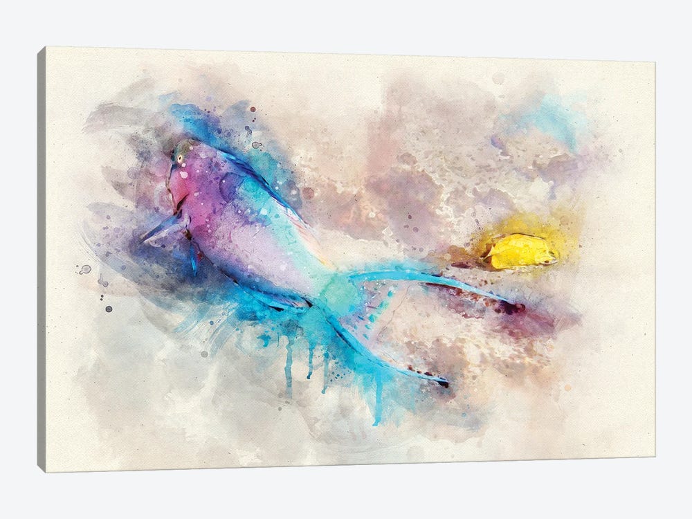 Parrotfish Watercolor by Christine Zalewski 1-piece Art Print