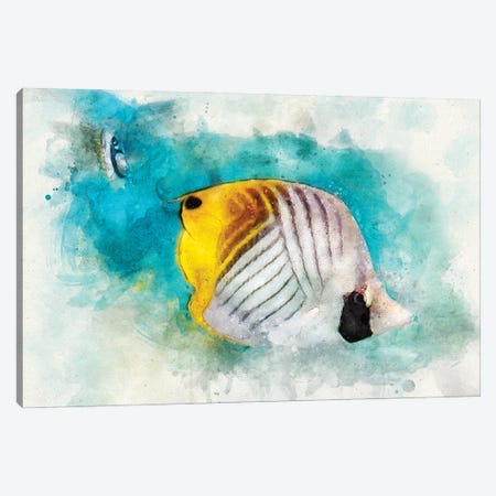 Threadfin Butterflyfish Watercolor Canvas Print #ZLW14} by Christine Zalewski Canvas Print