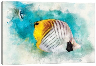 Threadfin Butterflyfish Watercolor Canvas Art Print