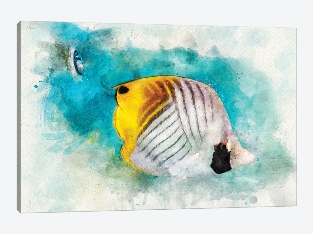 Threadfin Butterflyfish Watercolor by Christine Zalewski 1-piece Canvas Wall Art
