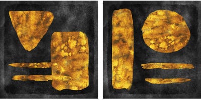 Gold Watercolor Abstract Diptych
