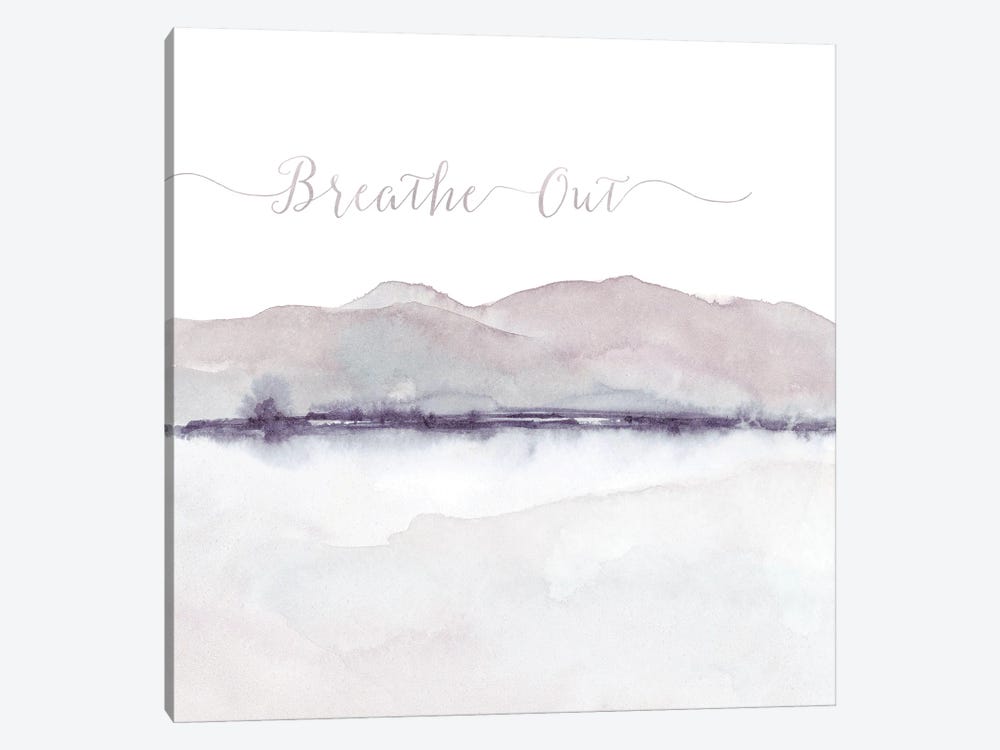 Mountains And Water Blush And Gray Abstract Watercolor Exhale by Christine Zalewski 1-piece Canvas Artwork