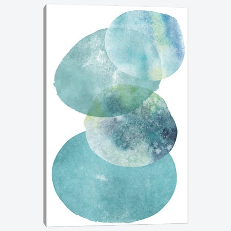 Pools Of Ocean Blue Watercolor Abstract I Canvas Print #ZLW52} by Christine Zalewski Canvas Wall Art