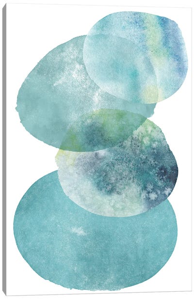 Pools Of Ocean Blue Watercolor Abstract I Canvas Art Print - Minimalist Office
